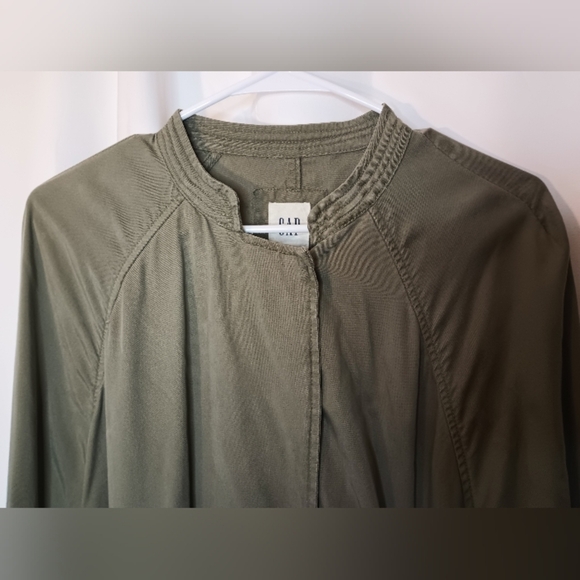 Gap Tencel Lyocell Olive Green Bomber Jacket Womens XL Snap Cinced Grunge - Picture 5 of 15